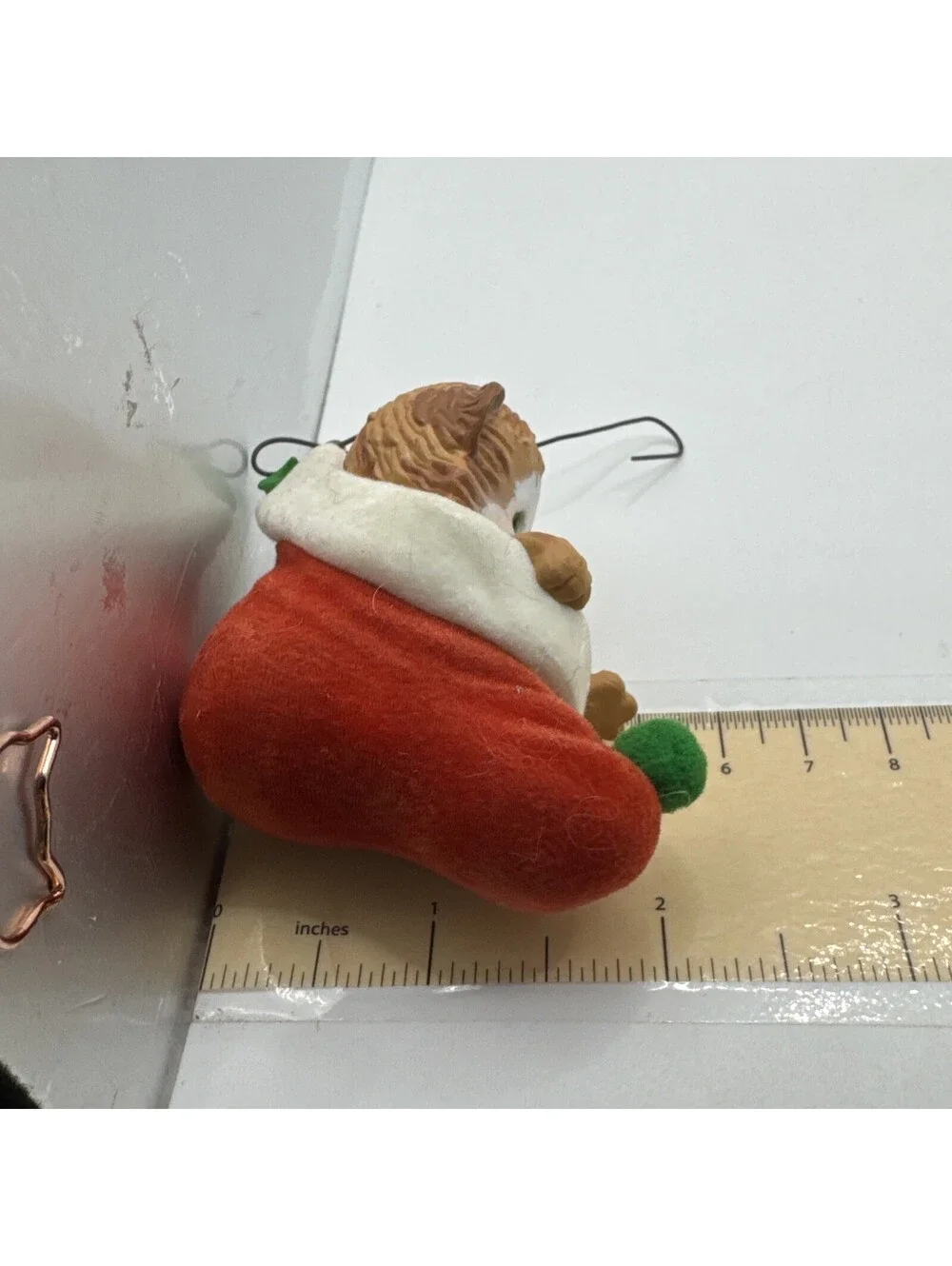 1989 Hallmark Keepsake Stocking Kitten Christmas Ornament Flocked In Box